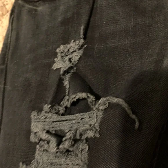 Forever 21 2.1 Women’s Denim Dark Blue Distressed Destroyed Skinny Jeans 28x32 - Picture 10 of 15